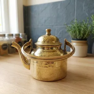 Hand Hammered Brass <b>Kettle</b> Traditional Artisan Teapot Decorative Metal Tea Serving Pot Vintage Inspired Handcrafted Kitchenware - Product Image 6