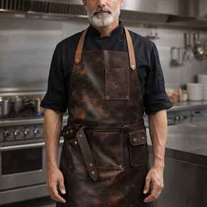 Professional Grade Leather <b>BBQ</b> Smoker Apron for Pitmasters-Genuine Leather Smell Proof Protection Grilling Gear LPN-0361 - Product Image 1