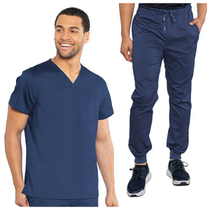 4 Way Spandex Fabric Nursing <b>Scrubs</b> <b>Uniform</b> Drawstring Pants With Short Sleeve <b>Scrubs</b> Top Doctors Nurses Hospital Suits - Product Image 6