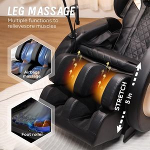 Fauteuil de massage portable pliable zéro gravité, inclinable corps entier, commande vocale IA, shiatsu, repose-jambes automatique, massage des mollets et des pieds - Product Image 4