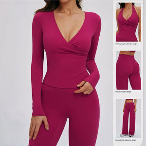 Conjunto de Yoga de 1 Pieza para Mujer, Top Corto Negro sin Tirantes, Pantalones Cortos de Cintura Alta, Sin Costuras, Spandex/Nailon, Paneles de Malla Transpirable - Product Image 2