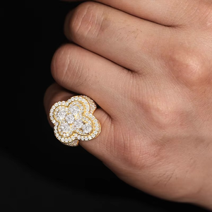 Lab Grown Diamond Quatrefoil Cross <b>Ring</b> S925 Sterling Silver Iced Hip Hop Jewelry <b>Men</b> Women Luxury Bling Statement Band IGI - Product Image 1