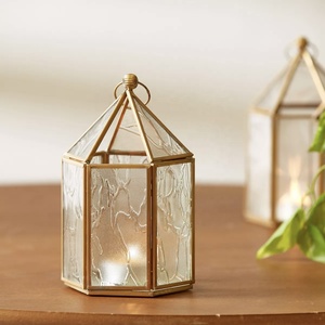 Wholesale Personalized Glass Mini Brass Tea Light <b>Lantern</b> Candle Holders for Home & Wedding Decorations - Product Image 4