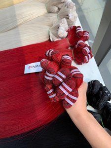 Cheveux humains vietnamiens de haute qualité 100% naturels, 100 grammes # Noir # PLA # Couleur rouge avec prix de gros - Product Image 5