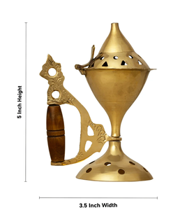 Brûleur d'encens en laiton traditionnel Lobandan, porte-encens Dhoop Lobaan pour la maison et le temple - Product Image 4