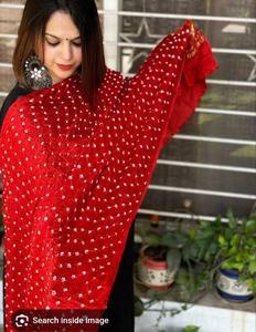 Pink Bandhani Dupatta Traditional Pattern <b>Shawl</b> Wrinkle Free Dupatta Perfect for Wear In Lehenga And Dress - Product Image 3