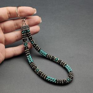 Chaîne de corps tendance pour femme, faite à la main, avec perles d'imitation, motif corde noir, turquoise et blanc, embout décoratif argenté, idéale comme cadeau - Product Image 6