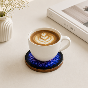 Handcrafted Wooden Drink Coasters Set | Premium Round Tea Coffee Cup Mats Decorative <b>Table</b> <b>Protector</b> for Home Office Dining Gift - Product Image 2