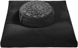 Ensemble de coussins de méditation modernes Zafu Zabuton, garnissage en coques de sarrasin et mousse à mémoire de forme, housse en velours biologique, grande taille, confort durable - Product Image 2