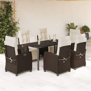 Conjunto de Comedor de Jardín Ajustable de Ratán PE Marrón con Reposapiés, Muebles de Exterior de Estilo Moderado - Product Image 1