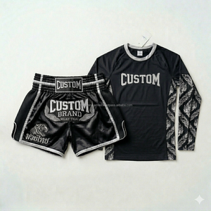 Ensemble short et rashguard personnalisé Muay Thai, short de compression BJJ par sublimation OEM, vêtements de grappling MMA pour la gym, fournisseur en gros à faible MOQ - Product Image 2