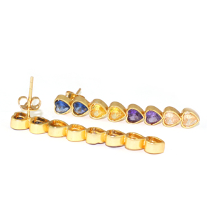 Pendientes de Metal de Latón con Diseño de Corazón en Forma de Gota, Chapados en Oro de 22K, con Circonita Cúbica de Estilo Único, para Mujeres y Niñas, Venta al por Mayor - Product Image 4