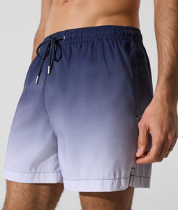 Shorts de Playa para Hombre, de Secado Rápido, con Degradado de Color, Cintura con Cordón, Tejido de Poliéster, Corte Corto, Cintura Media - Product Image 1