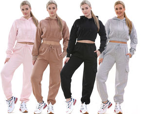 Pantalones Deportivos de Felpa 100% Algodón para Mujer, Diseño Casual de Invierno, Transpirables, Resistentes al Viento, con Capucha Corta - Product Image 1