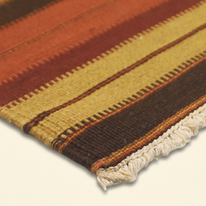 Tapis en laine tufté à la main rayé marron rouille Desert Ember, antidérapant, écologique, tissé aux tons terreux, pour salon et chambre à coucher - Product Image 5