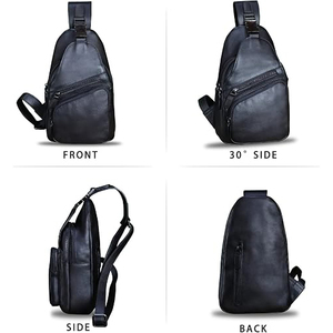 Sac bandoulière en cuir véritable unisexe, style minimaliste, bandoulière arquée, fermeture éclair amovible - Product Image 5