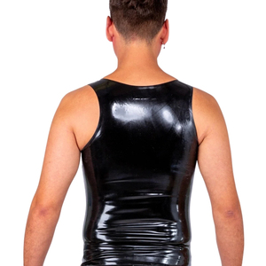 Body sans manches en cuir PU noir pour homme avec détails boutonnés, lingerie sexy sans couture - Product Image 2
