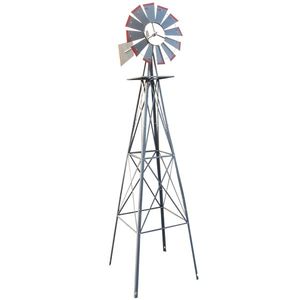 8FT Weather Resistant Gray and Red Windmill for Yard Garden Durable Outdoor Decorative Accessory - Product Image 6