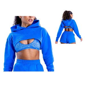 Sudadera Corta con Capucha para Mujer, Manga Larga, Color Sólido, Tejido de Algodón, Ropa de Otoño - Product Image 3