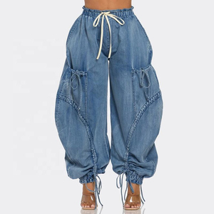 Jeans en denim taille haute pour femmes, coupe droite, sexy, avec logo personnalisé, service OEM, prix abordable, pantalon en denim sur mesure - Product Image 1