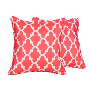 Set of 2 <b>Red</b> Geometric Patterned 16.54\" X 16.54\" <b>Throw</b> Pillows Decorative & Stylish Accessories - Product Image 4