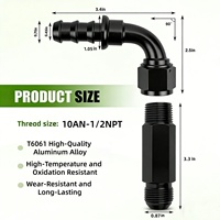 Connecteur de tuyau de chauffage supérieur, raccord Push-Lock 10AN à 1/2NPT pour Dodge Ram 6.7L Cummins 2007.5+
