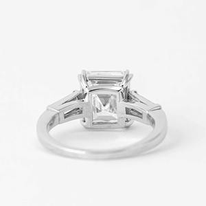 Premium 14K <b>White</b> Gold 0.80 Ct <b>Cushion</b> Cut F VS1 Lab Grown Diamond Prong Set IGI Certified D-F+ Three Diamond Engagement Ring - Product Image 4