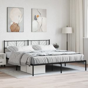 Base de Cama Doble de Metal, Acero con Recubrimiento en Polvo Negro, Acabado Negro Elegante - Product Image 1