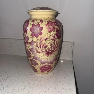 Urne vintage à glaçure craquelée, écologique, avec couvercle, impression numérique florale, pot décoratif pour plantes, vase de table portable Art Déco pour la terre - Product Image 4