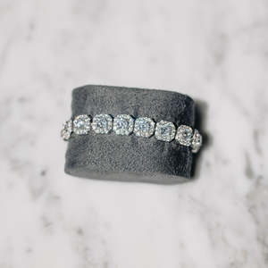 925 Sterling Silver VVS Moissanite Tennis Bracelet D Color Round Halo Diamond Bracelet for Men Women - Product Image 1