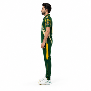 <b>Men's</b> Custom Sublimated T20 Cricket Kit Heritage Gold & Green 100% Polyester Match Uniform - Product Image 3