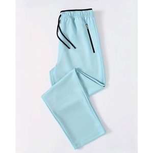 Conjunto Deportivo Unisex Azul Claro, Chaqueta con Cierre Completo y Pantalones, Color Sólido, Ropa Deportiva Informal para Adultos, Temporada de Primavera, Secado Rápido - Product Image 3