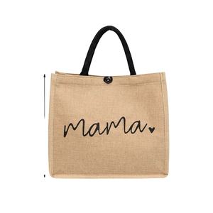Vente en gros Mama Sacs fourre-tout en toile imprimée Toile recyclée de qualité supérieure avec motif imprimé Sac à main réutilisable avec logo personnalisable - Product Image 1
