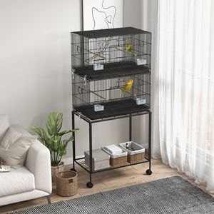 Gabbia per Uccelli Doppia Impilabile su Ruote con Supporto per Canarini - Categoria Prodotti: Cappotti da Donna - Product Image 2