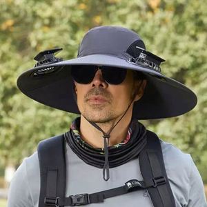 Solar Powered Cooling Fan UV Protection <b>Hat</b> 100% Acrylic Material Rechargeable Strapback Visor <b>for</b> Outdoor Sports Fishing Hiking - Product Image 2