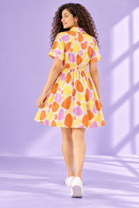 <b>Women</b>’s Cotton Cambric Digital Printed Mini Shirt <b>Dress</b> <b>with</b> Gathered Waist Soft Cotton Digital Printing <b>Dress</b> - Product Image 3