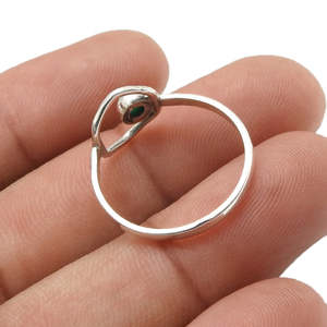 Bague artisanale en onyx vert véritable taille ronde, bijou bohème fait main en argent massif 925 - Product Image 2