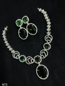 Classic American Diamond Bridal Jewelry <b>Set</b> Two-Piece Necklace and Earrings <b>for</b> <b>Wedding</b> Fashionable Classic Style - Product Image 2