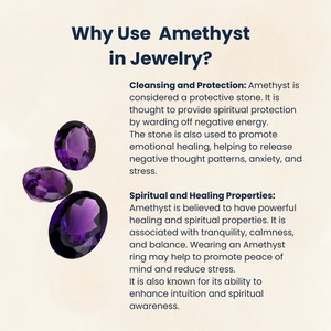 Certified Amethyst Gemstone <b>Adjustable</b> <b>Ring</b> | Natural Purple Crystal for Men & Women - Product Image 2