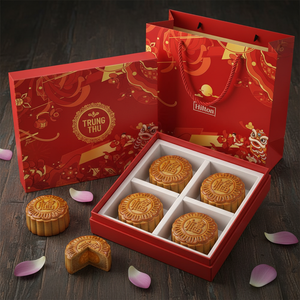 Custom Printing Personalized <b>Box</b> Mid Autumn Festival Mooncake Gift Packaging with Embossing and Foil Stamping Design - Product Image 1