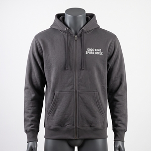 <b>Mens</b> Charcoal <b>Grey</b> Zip <b>Hoodie</b> French Terry Heavy Weight Sweatshirt Full Zipper Up Top Blank <b>Plain</b> Custom Screen Print Athleisure - Product Image 1