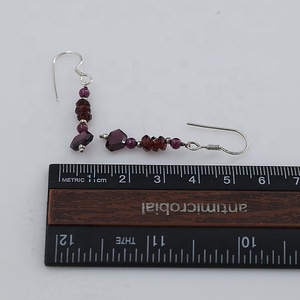 Natural Garnet Red Crystal Birthstone <b>Dangle</b> <b>Earrings</b> 925 Sterling <b>Silver</b> Handmade Gemstone Jewelry for Women - Product Image 4