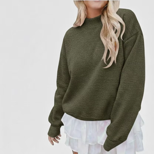 Sweat-shirt réversible à col montant pour femme, personnalisé avec logo brodé, décontracté, automne-hiver, de haute qualité, en molleton surdimensionné - Product Image 1