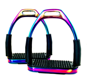 อุปกรณ์ขี่ม้า Ekay Gloss Rainbow Safety FLEXI STIRRUPS พร้อมแผ่นรองสีดำ ขนาด 160x145x75 มม. - Product Image 2