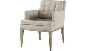 Sillón Tapizado en Beige Neutro Contemporáneo con Elegantes Patas de Madera Cónicas y Respaldo Cuadrado Acolchado - Product Image 2