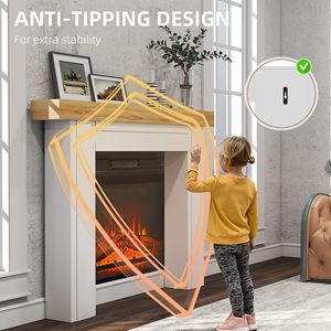 Caminetti Elettrici Moderni Indipendenti con Gambe, 130 cm L x 103 cm H, Cornice per Caminetto in Legno Naturale - Product Image 6