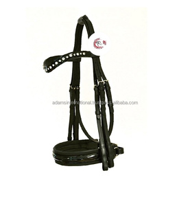 Bride d'équitation en cuir véritable de haute qualité avec bande de front en cristal Produit équestre avec logo personnalisé - Product Image 3