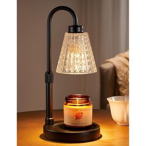 Lampada Scaldacandele Dimmerabile in Cristallo Nero con Timer, Altezza Regolabile, per Candele in Barattolo, Ideale per Compleanni - Product Image 1