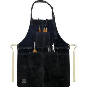 Delantal de herramientas de cuero azul medianoche para hombres y mujeres ajustable hasta XXL con bolsillos estilo de cintura precios al por mayor para trabajo de parrilla - Product Image 1