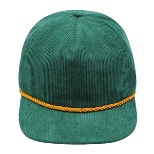 Casquettes en velours côtelé vert à 5 panneaux, vierges, avec cordon de réglage, design personnalisé, profil bas, non structurées, style snapback - Product Image 4